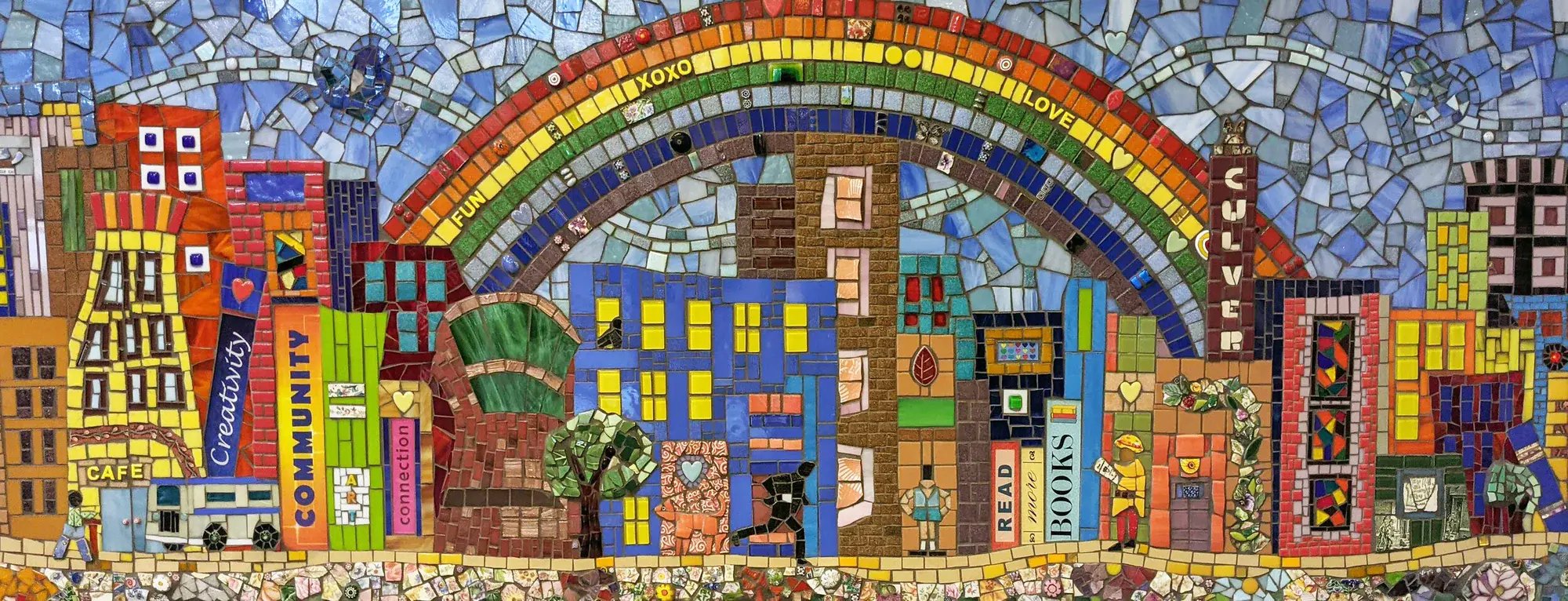 A portion of the completed Village Well Mural